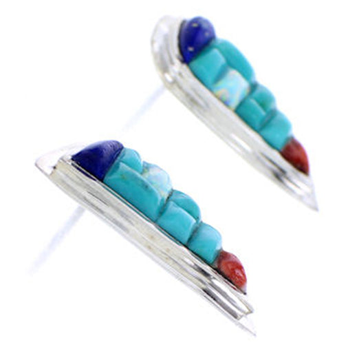 Multicolor Turquoise Inlay Sterling Silver Post Earrings AW71299